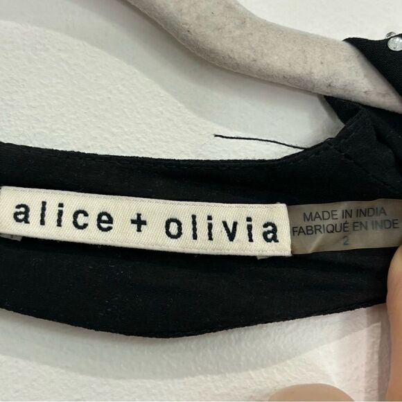 ALICE + OLIVIA Disco Diamonds Mercury Sparkle Crepe Halterneck Jumpsuit - Picture 6 of 10